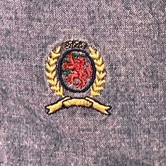 Y2K Tommy Hilfiger Quilted Lined Denim Shacket Jacket Blue Red Button Down Shirt - Picture 4 of 10